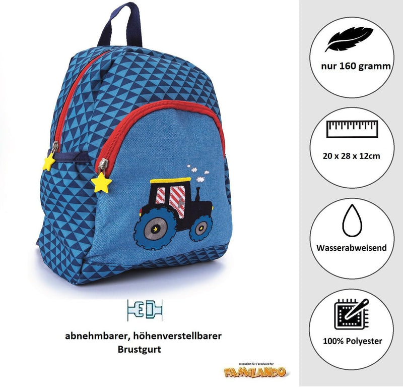 Spiegelburg Kindergarten Rucksack Set 4tlg. mit Turnbeutel, Brotdose und Trinkflasche Traktor