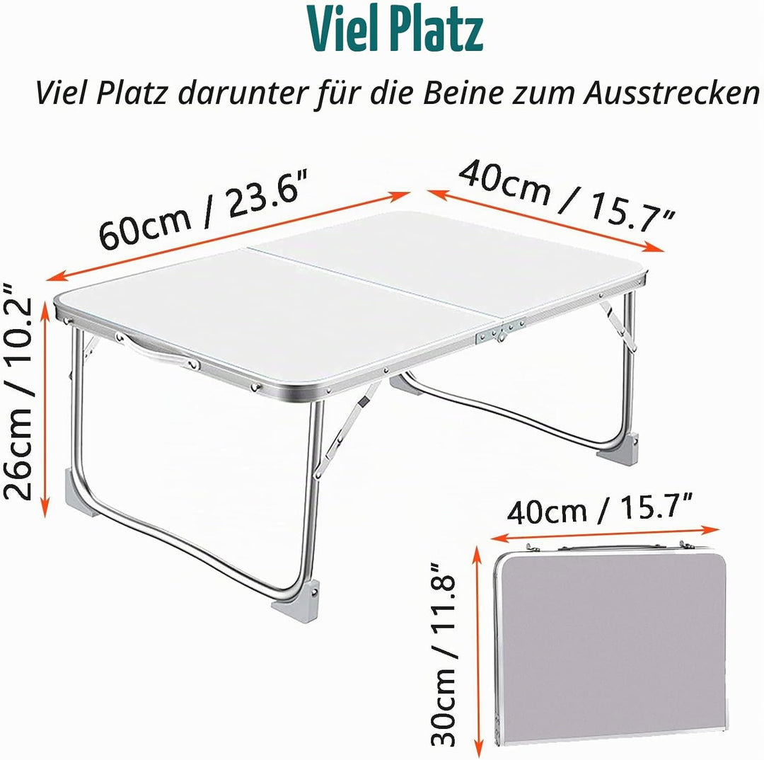 Kleiner Klapptisch, kompakt, 60 cm, zusammenklappbar, für Camping, Picknick, niedriger Tisch, tragba
