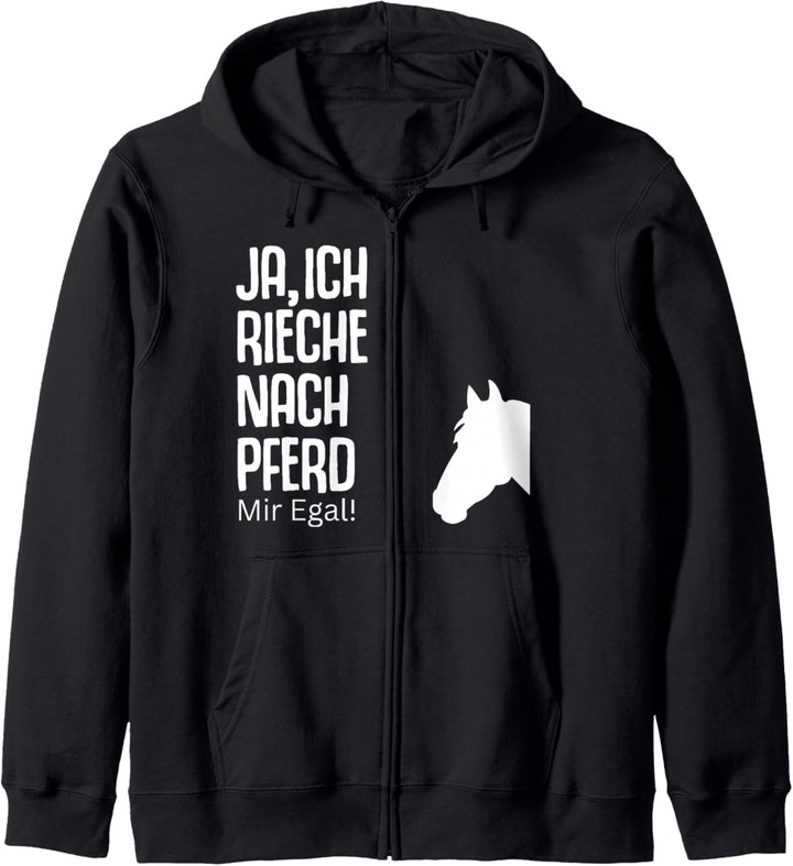 Ja rieche nach Pferd egal Pferde Sprüche Reiterin Geschenk Kapuzenjacke
