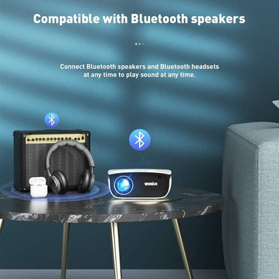 Beamer, WiMiUS 7000 Lumen Mini WiFi Bluetooth Beamer Support 1080P Full HD 4K Video Heimkino Projekt