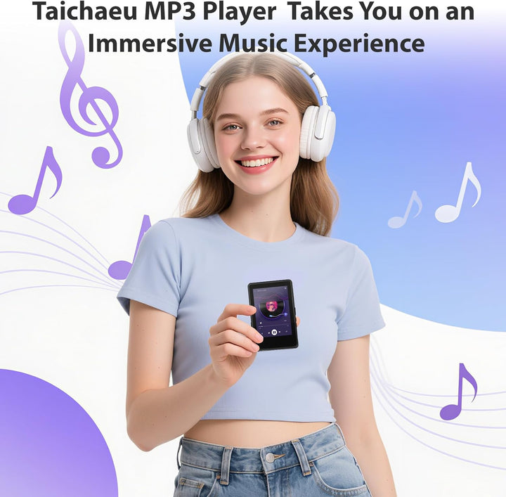 Taichaeu 64GB MP3 Player mit Bluetooth - 2.4 in Full Touch Screen, FM Radio, Recorder, HiFi Sound, O