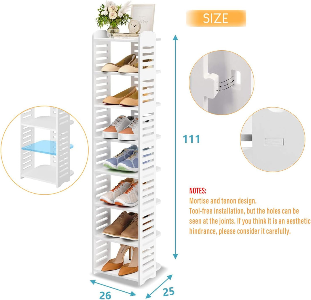 Dripex Schuhregal Schmal Weiss, Verstellbarer, Multifunktional, Standregal Schuhständer für Flur Ein