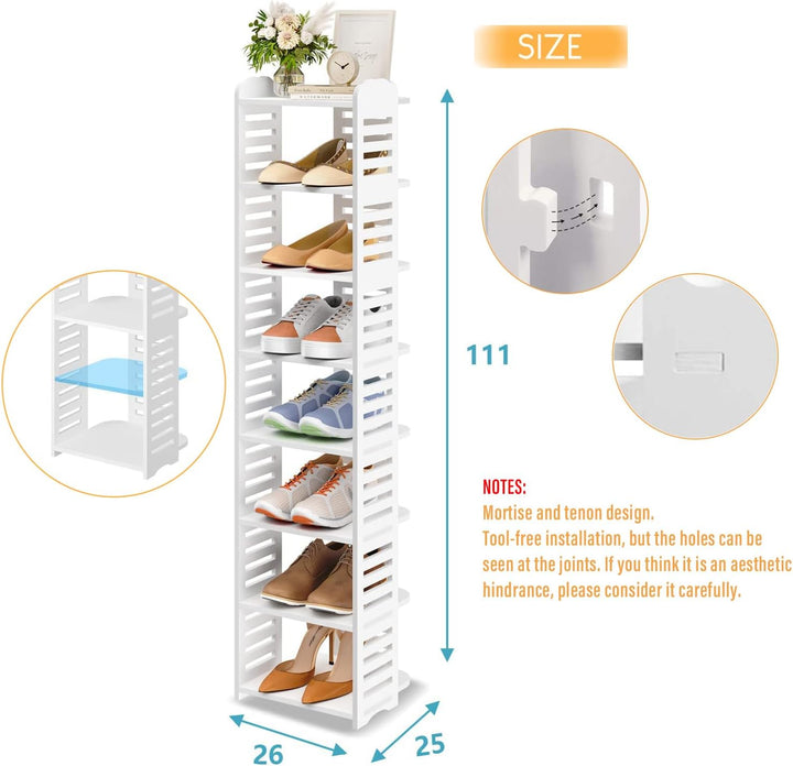 Dripex Schuhregal Schmal Weiss, Verstellbarer, Multifunktional, Standregal Schuhständer für Flur Ein