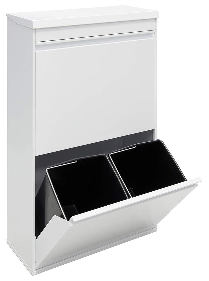 Arregui Top CR621-B Recycling Abfalleimer / Mülleimer aus Stahl mit Aufbewahrungsbox mit Deckel, Mül