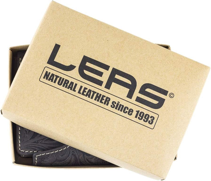 LEAS Damen Kombibörse mit Aussenverschluss und Blumenmuster-Lilie Echt-Leder, braun Vintage-Collecti