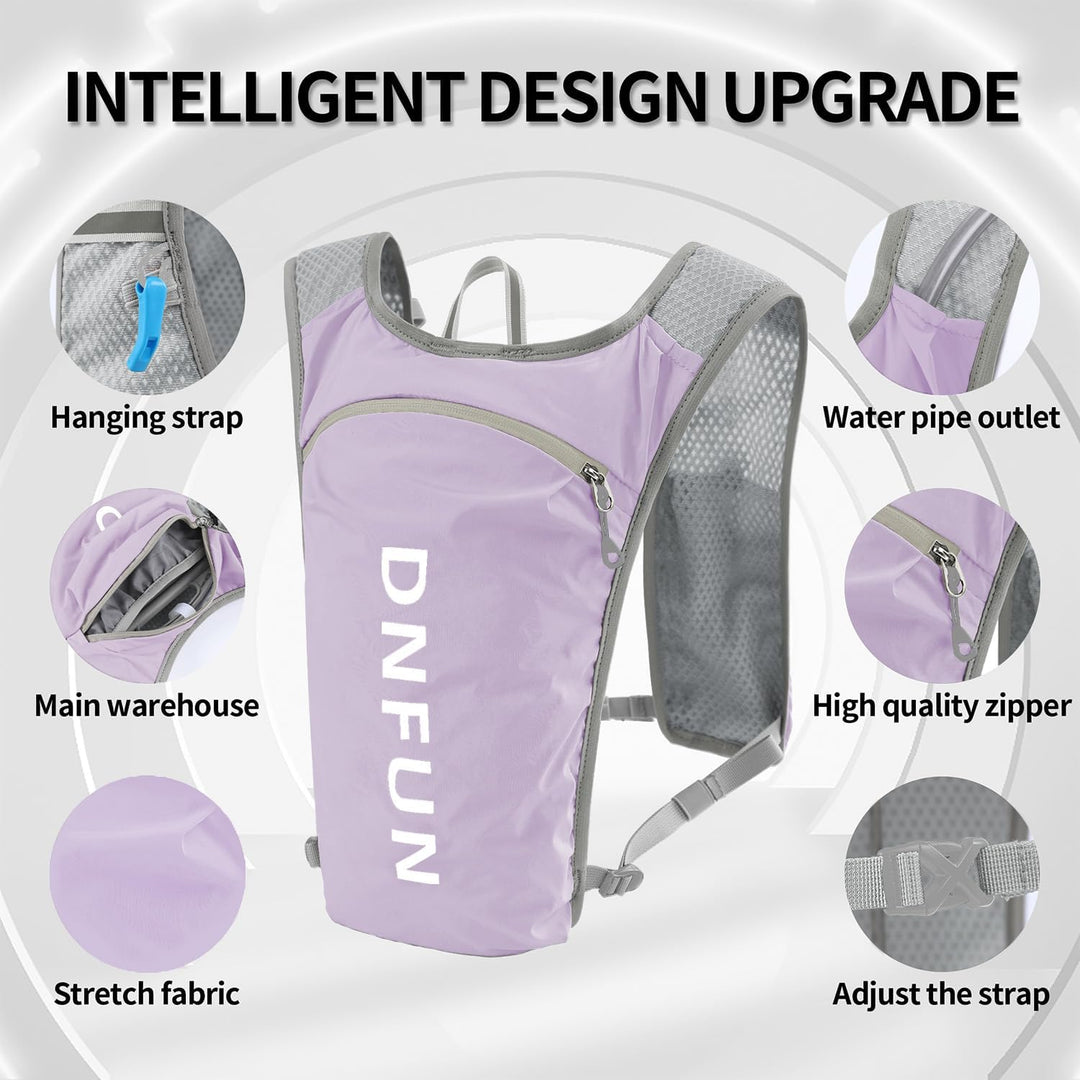 DNFUN Laufweste Damen Herren,verstellbare Trinkweste mit 1.5L Trinkflasche,5L Running Vest Trinkruck