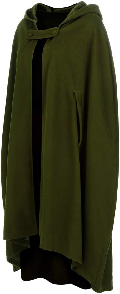 Wollen Umhang mit Kapuze Damen Vintage Einfarbig Poncho Robe Halloween Kostüm Leichte Trenchcoat Win