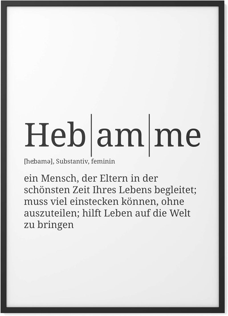 Papierschmiede® Definition: Hebamme, DIN A1 (59x84 cm), XXL Poster für Wohnzimmer, Schlafzimmer, Küc