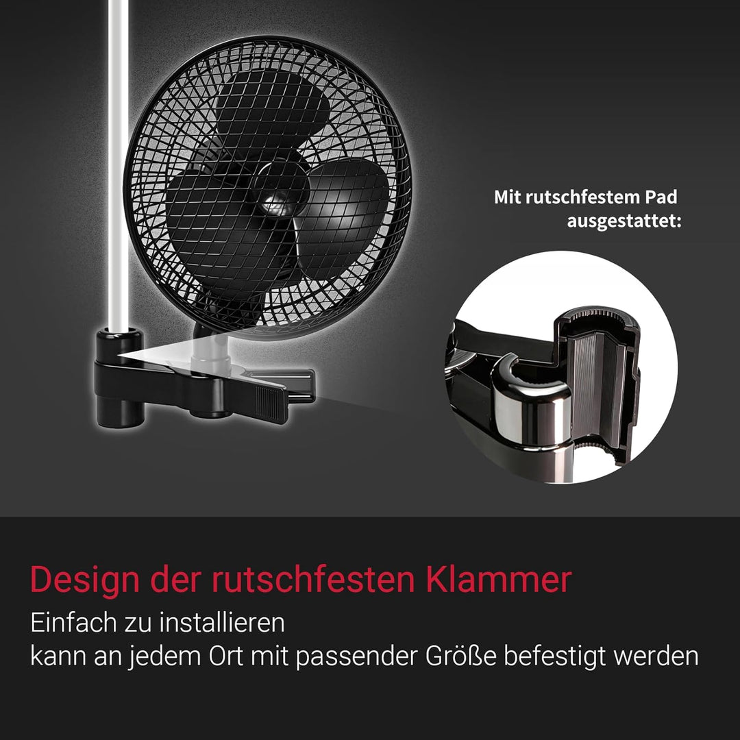 Grow Ventilator Oszillierend Mehrstufige Lüftergeschwindigkeit Clip Ventilator Timer Lüfter 20W Clip