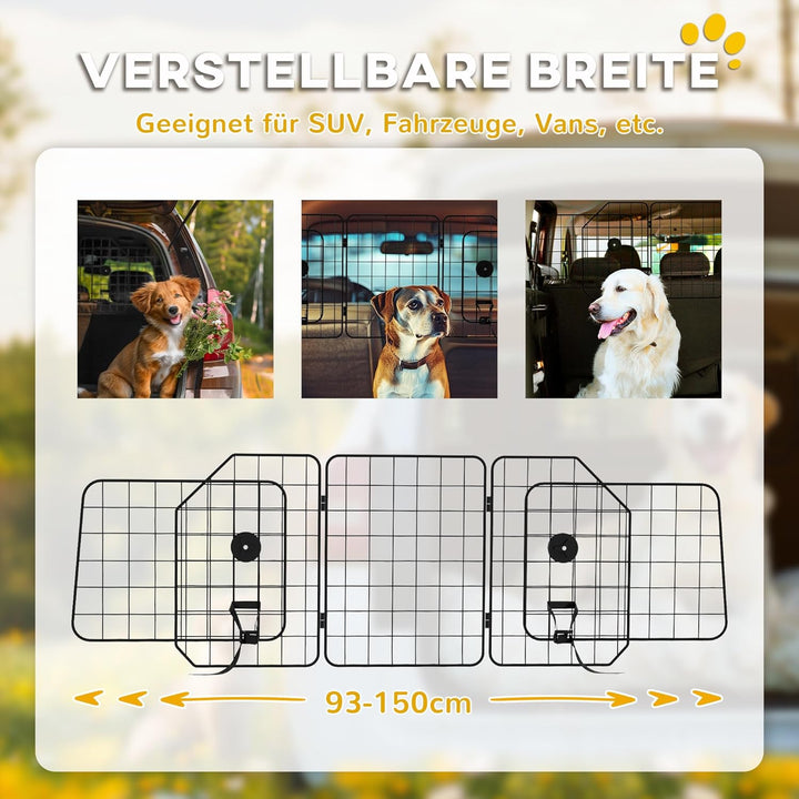 PawHut Hundegitter Auto Universal Kofferraumgitter Verstellbare Breite Hundeschutzgitter Auto Barrie