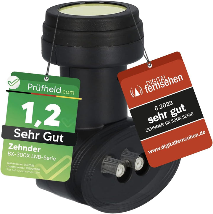 Zehnder Twin LNB mit Sun Protect UV Schutz und Wetterschutzkappe zum herausziehen - 2 Teilnehmer - 4