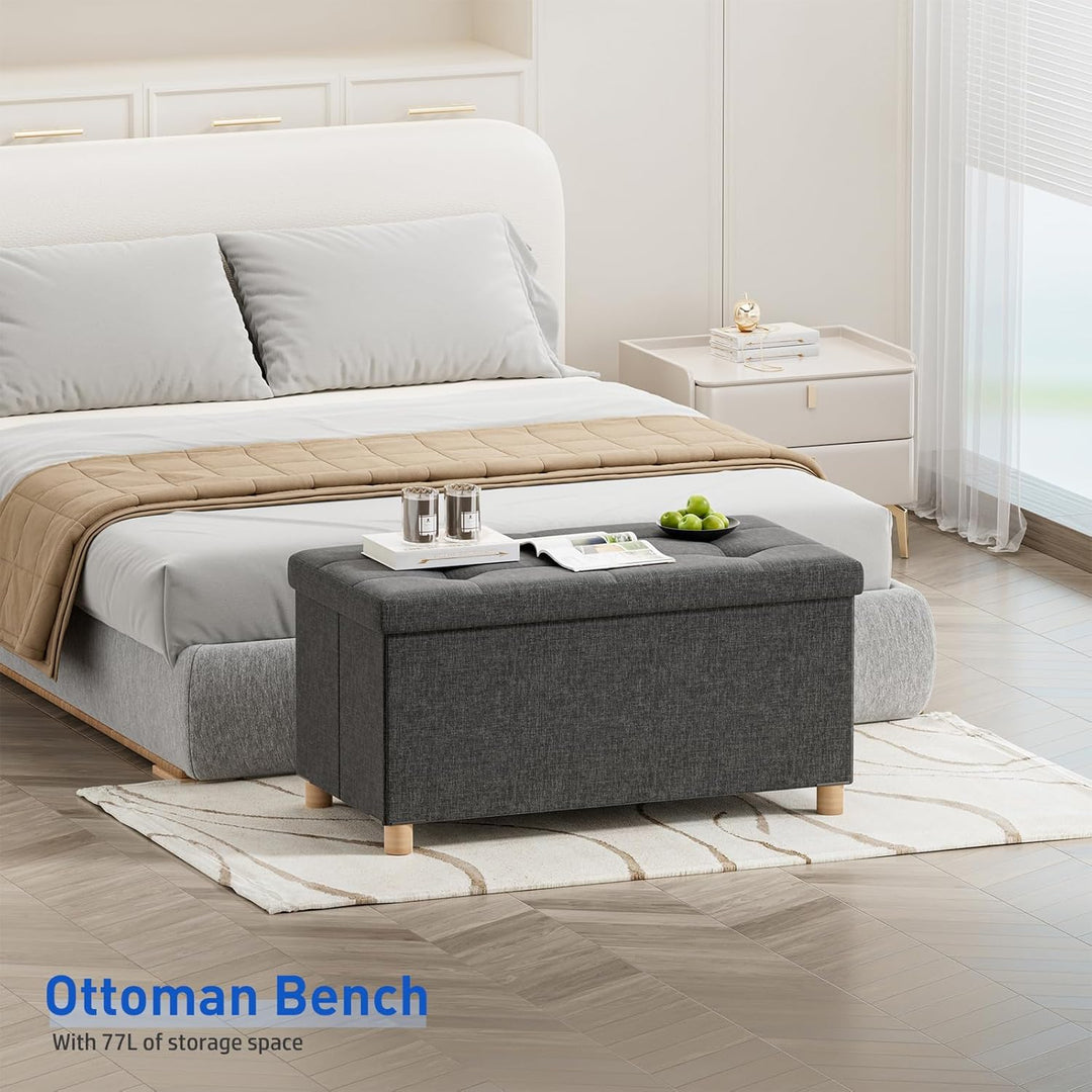 BRIAN & DANY Sitzbank mit Stauraum, Sitztruhe Sitzhocker Fusshocker, Faltbar Sitztruhe Sitzhocker mi