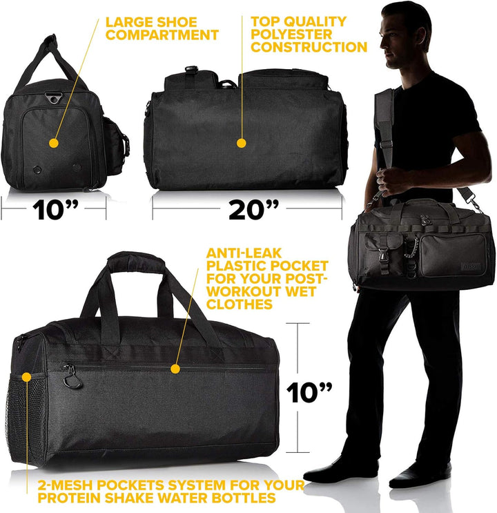 Fitdom Taktische Sporttasche mit Schuhfach, 50.8 cm, 32 l, 20"x10"x10", Seesack mit Griff und Schult