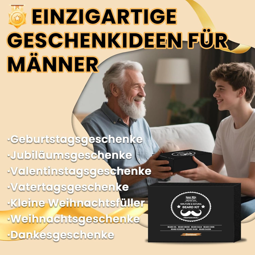 Comfy Mate Bartpflege Set für Männer mit Bartöl, Bartschneider, Schnurrbart Balsam, Bartbürste, Bart