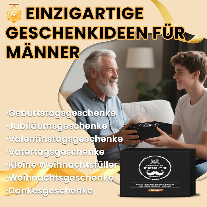 Comfy Mate Bartpflege Set für Männer mit Bartöl, Bartschneider, Schnurrbart Balsam, Bartbürste, Bart