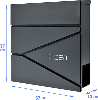 Verda Briefkasten mit Zeitungsfach, Postkasten Designer Wandbriefkasten mit Edelstahl, Schloss unter