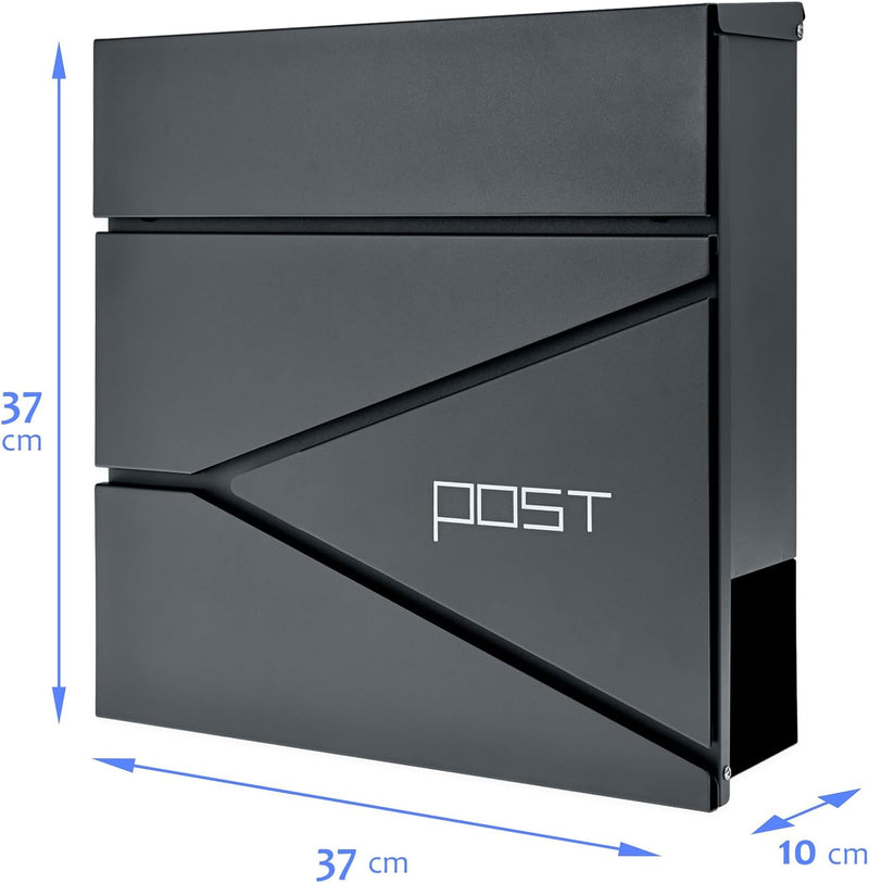 Verda Briefkasten mit Zeitungsfach, Postkasten Designer Wandbriefkasten mit Edelstahl, Schloss unter