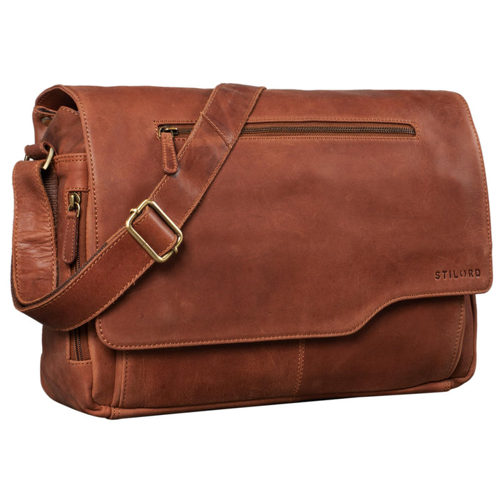 STILORD 'Marvin' Ledertasche Umhängetasche Modernes Vintage Design 15.6 Zoll Laptoptasche grosse Uni