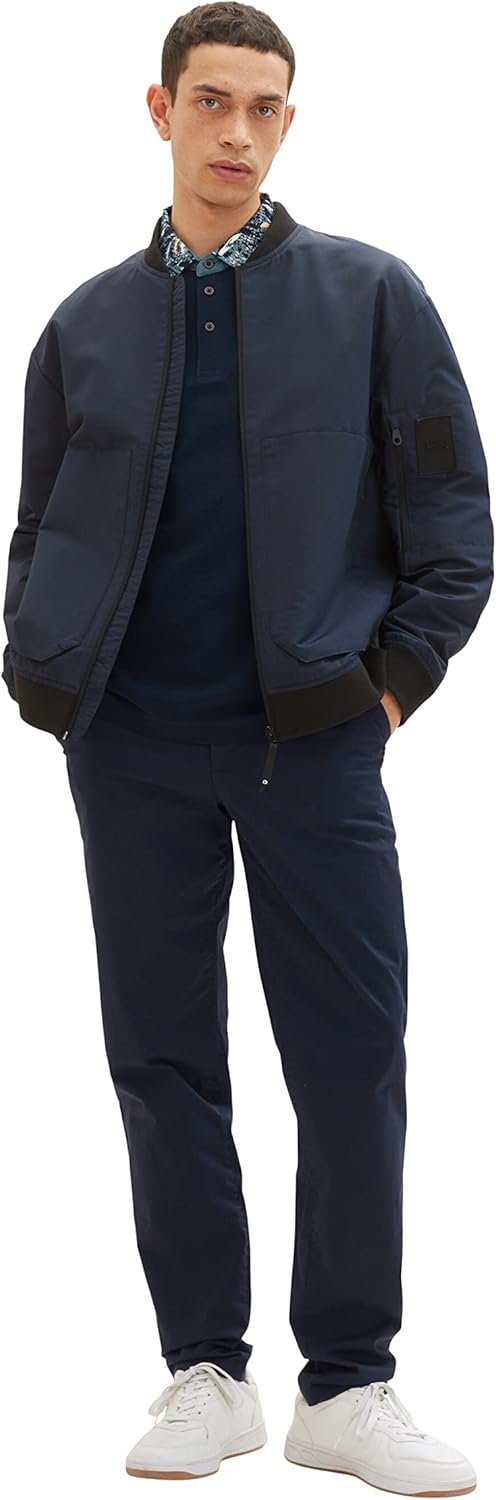 TOM TAILOR Herren Poloshirt mit gemustertem Kragen M 10668 - Sky Captain Blue, M 10668 - Sky Captain