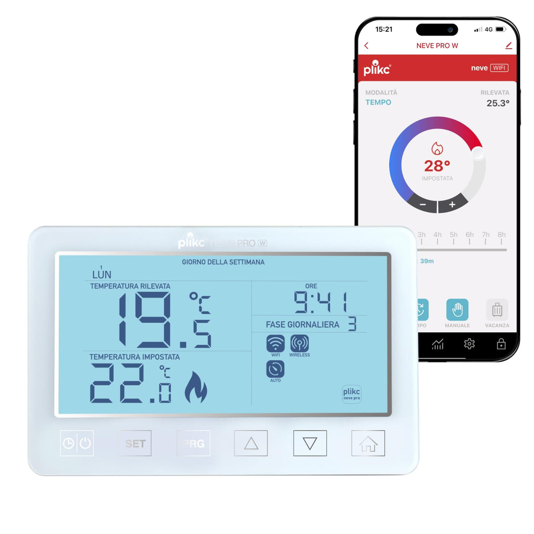 Digitales Wifi Dualband Chronothermostat kompatibel mit Alexa - Stromversorgung 230V - (Schnee PRO W
