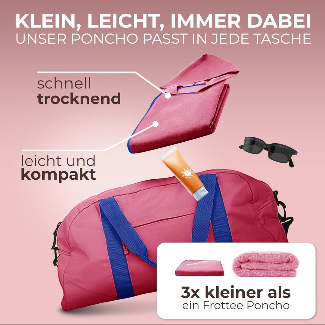NirvanaShape Handtuch-Poncho für Erwachsene, Umziehhilfe & Handtuch zugleich, Surf-Poncho mit Quick-