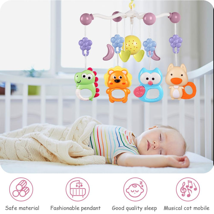 Babybett-Spielzeug, Mobile für Babybett, Baby Einschlafhilfe Musikspielzeug mit süssen Tieren, Babyb