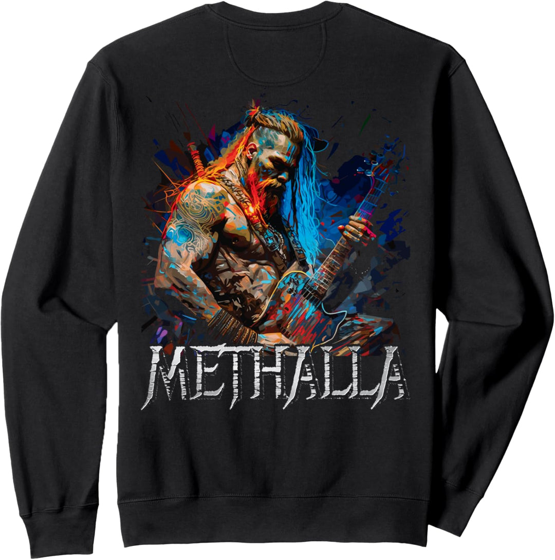 Viking Guitarist Heavy Metal Rock Music "Methalla" Hintergrund Sweatshirt