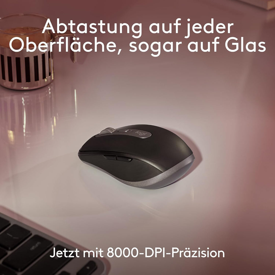 Logitech MX Anywhere 3S for Mac, kompakte kabellose Bluetooth-Maus, 8K-DPI-Abtastung auf jeder Fläch