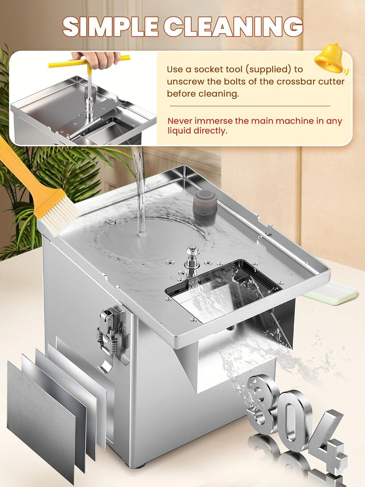 NEWTRY 3-in-1 Elektrischer Gemüseschneider -200W Küchenmaschine mit Edelstahlgehäuse zum Würfeln, Ra