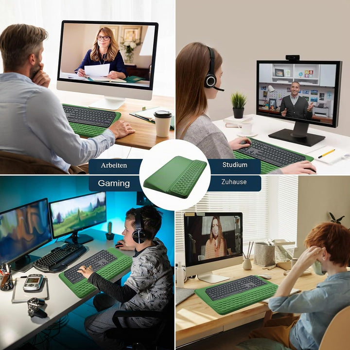 2-in-1 Ergonomische Tastatur Handauflage, Handballenauflage Tastatur mit Weichem Memory-Schaum, Ruts