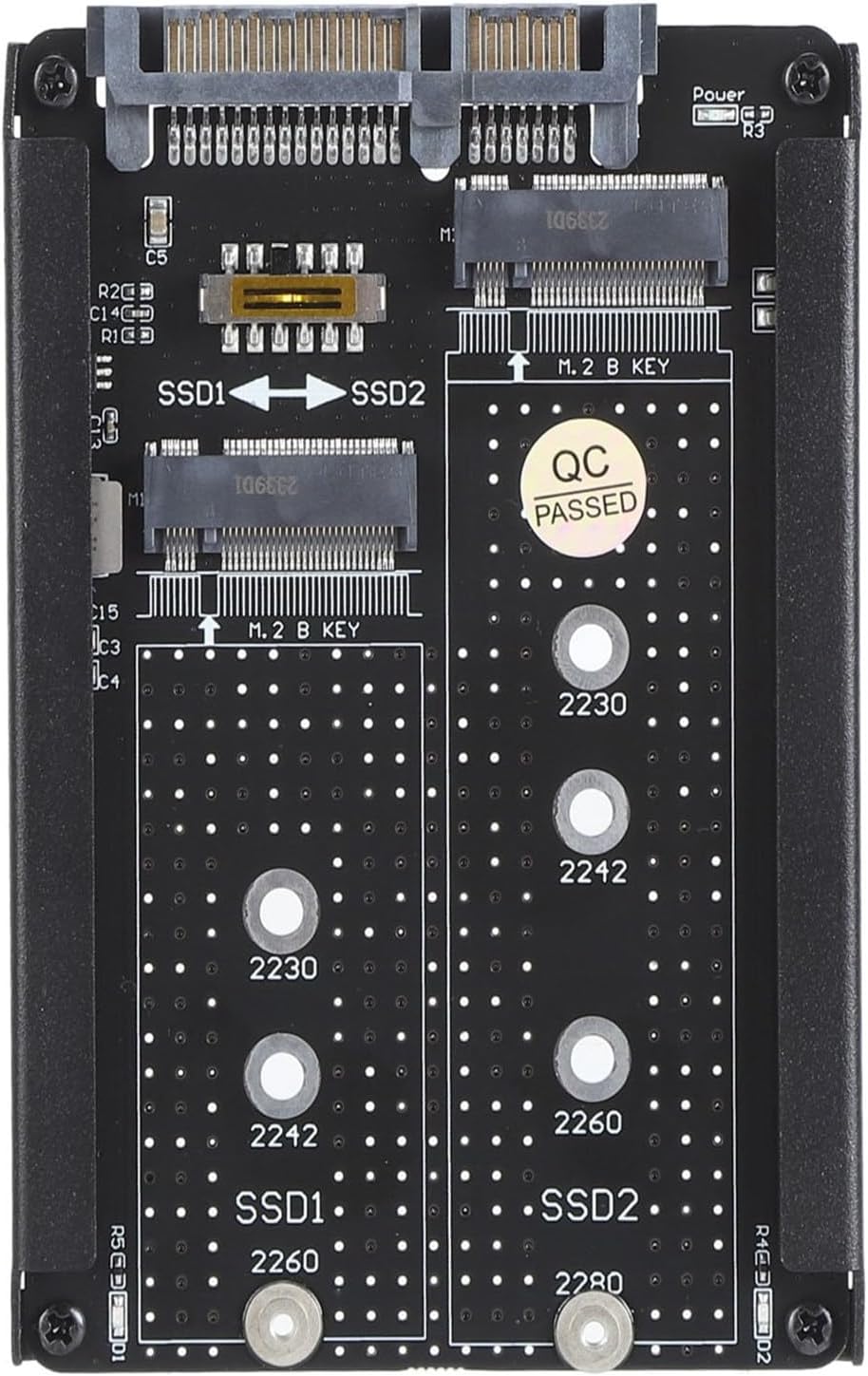 Elprico M.2 SSD auf 2,5 Zoll SATA Adapterkarte, Dual NGFF B M Key M.2 SSD Karte, 2,5 Zoll SATA Combo
