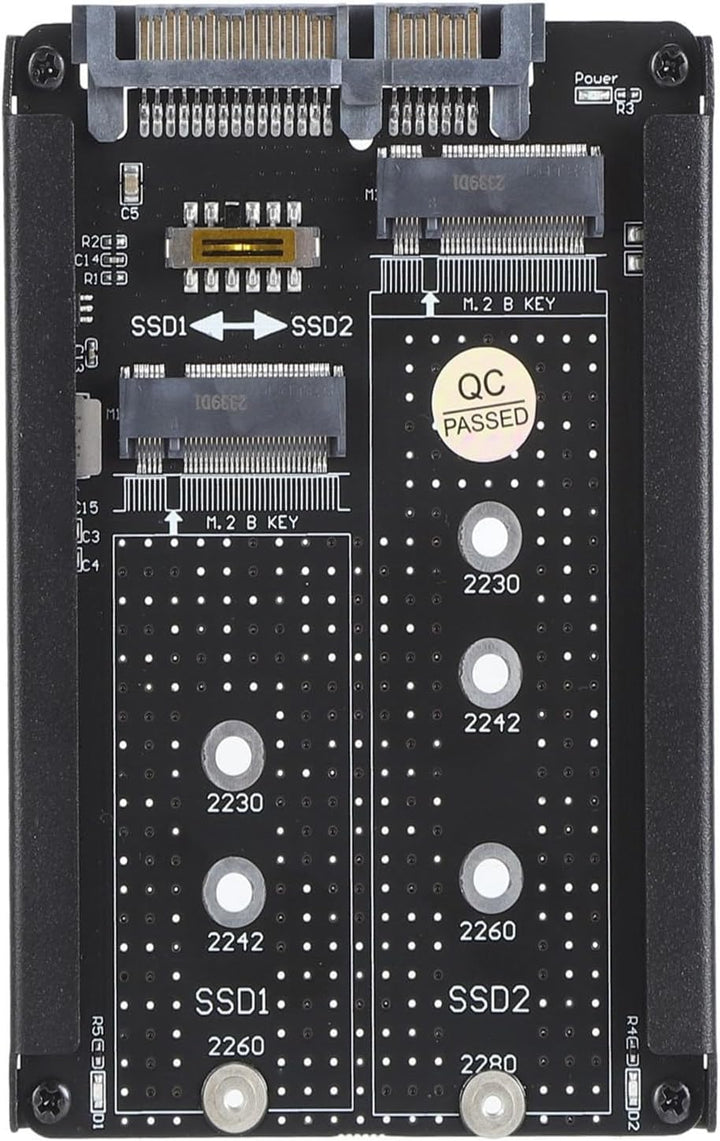 Elprico M.2 SSD auf 2,5 Zoll SATA Adapterkarte, Dual NGFF B M Key M.2 SSD Karte, 2,5 Zoll SATA Combo