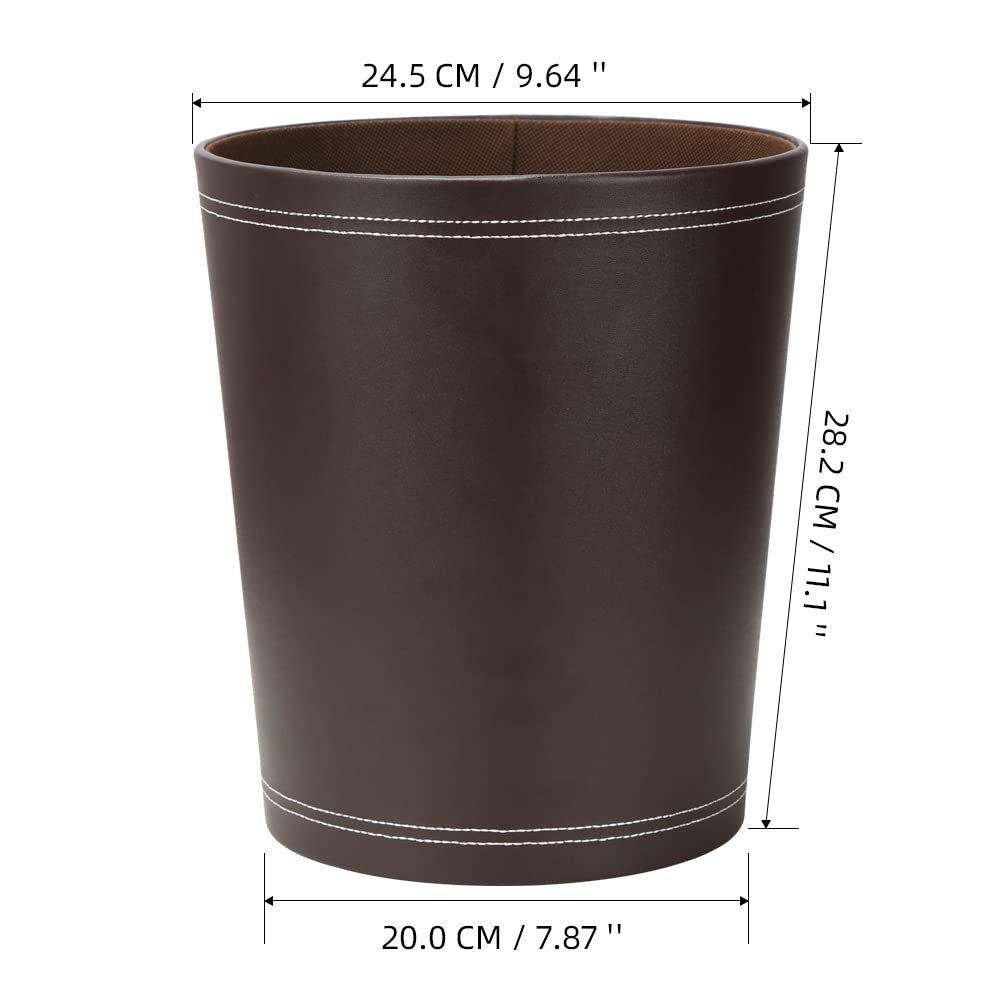 KINGFOM™ Klassisch Leder Papierkorb für Büro/Badezimmer/küche/Schlafzimmer (Braun), Braun
