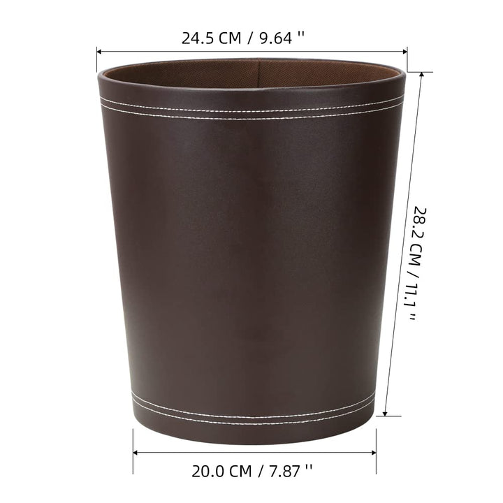 KINGFOM™ Klassisch Leder Papierkorb für Büro/Badezimmer/küche/Schlafzimmer (Braun), Braun