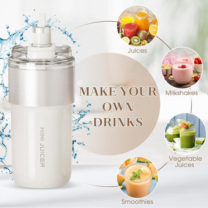 Gugxiom 400ml Tragbarer Mixer, Tragbarer Mixers Smoothie Maker, Saftbereiter mit Doppeltem Deckel De
