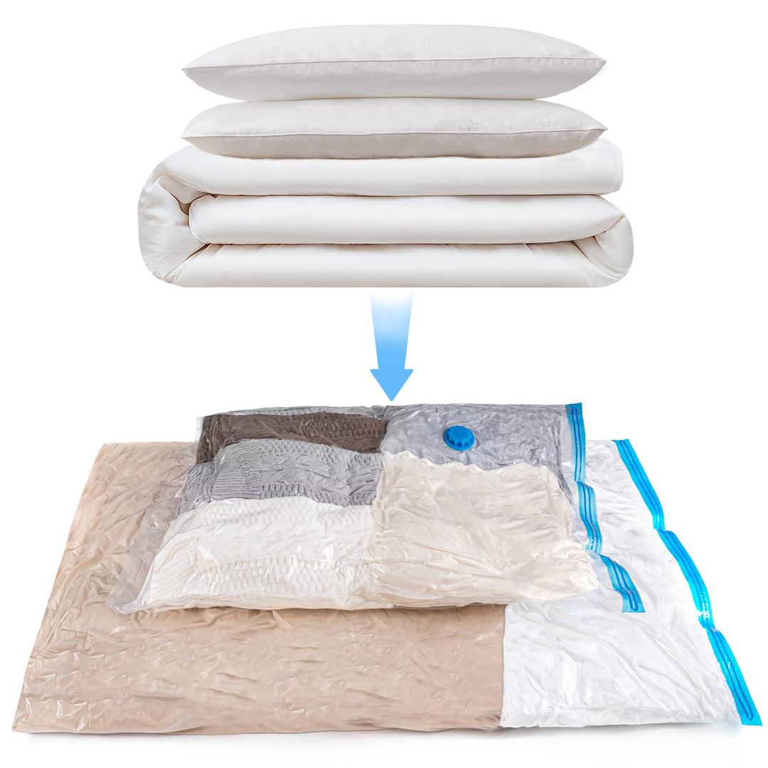 HEETA 6 Stück Vakuumbeutel für Kleidung(3 Jumbo+3 Gross) Vakuum Wiederverwendbar Kleiderbeutel mit A