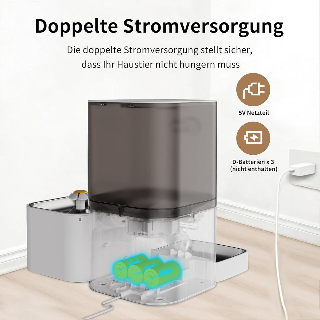 DOEL 2-in-1 Automatischer Katzenfutter und Wasserspender, 2,4G/5G WiFi | Grossraum, App-Steuerung, S