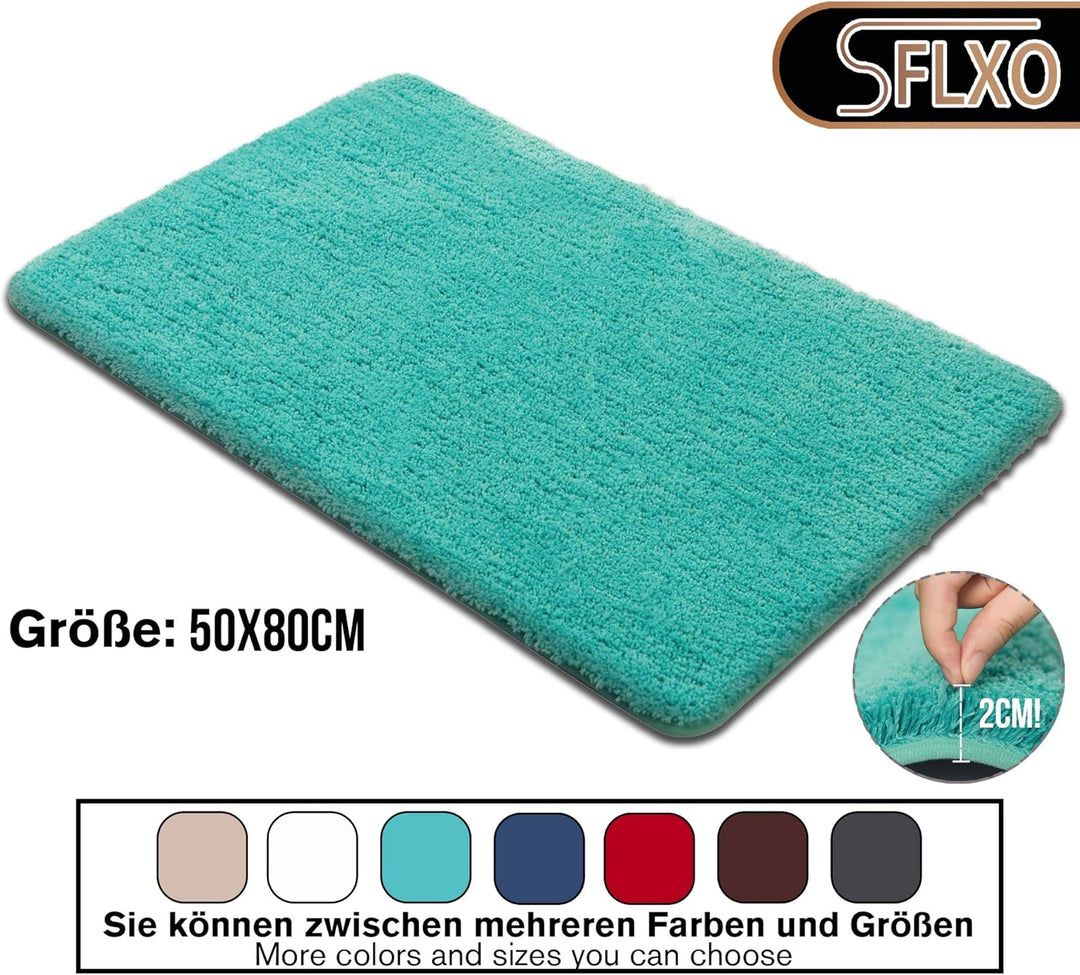 SFLXO Badematte 80cm x 50cm rutschfest-Badvorleger Maschinenwaschbar Anti-Rutsch Badteppich Weich Wa