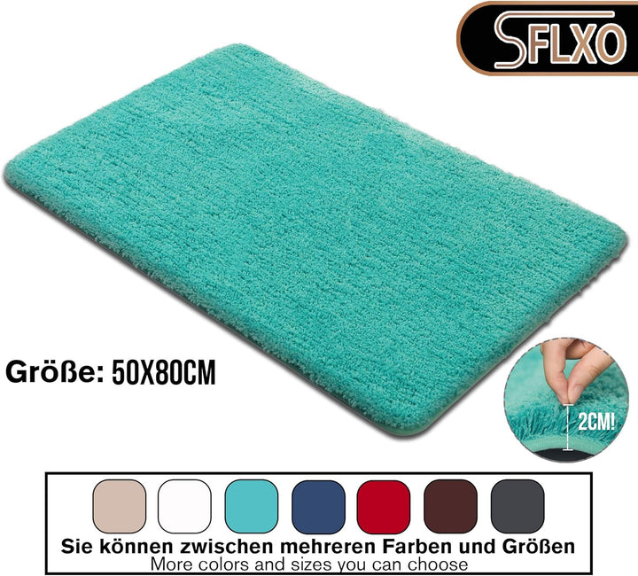 SFLXO Badematte 80cm x 50cm rutschfest-Badvorleger Maschinenwaschbar Anti-Rutsch Badteppich Weich Wa