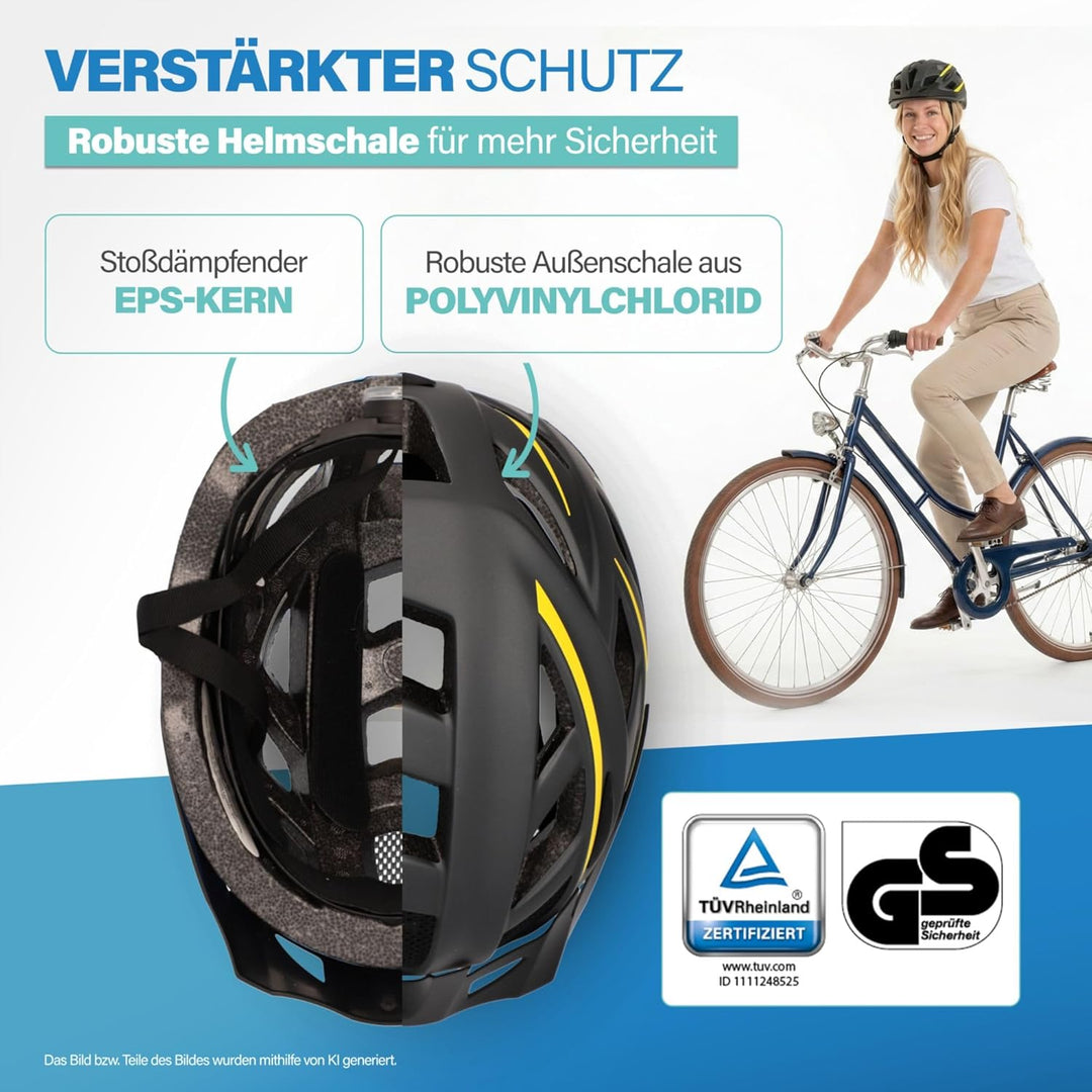 FISCHER Unisex – Erwachsene Urban Lano Fahrradhelm L/XL, 58-61 cm Schwarz-Gelb, L/XL, 58-61 cm Schwa