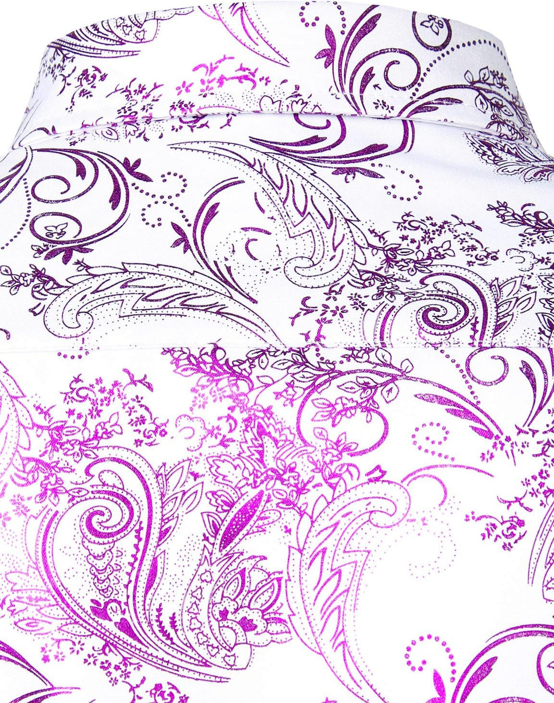 PARKLEES Herren Luxus Paisley Gemustert Golden Glänzend Slim Fit Freizeithemd XXL Weiss Lila, XXL We