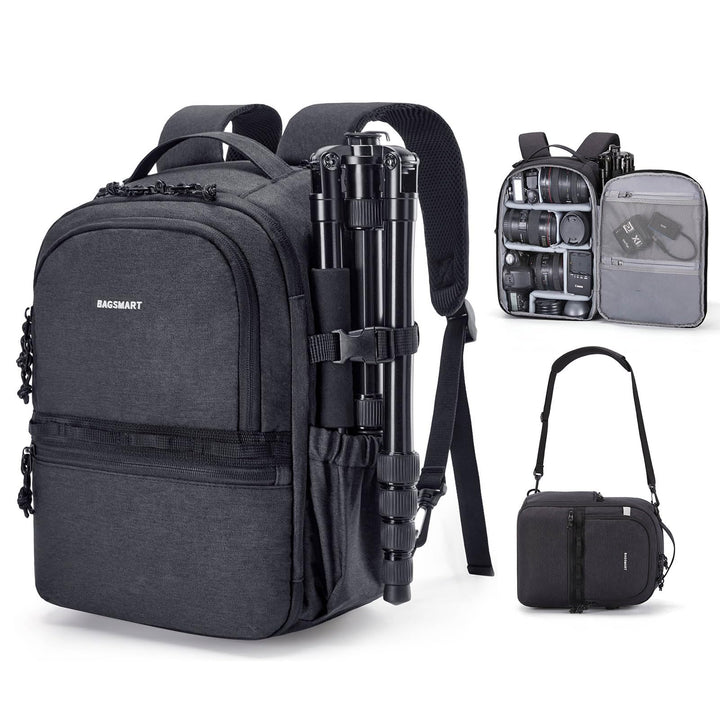 bagsmart Kamerarucksack,DSLR SLR Klein Kameratasche für Fotografen Kompatibel,Schultergurt 2-in-1 Re