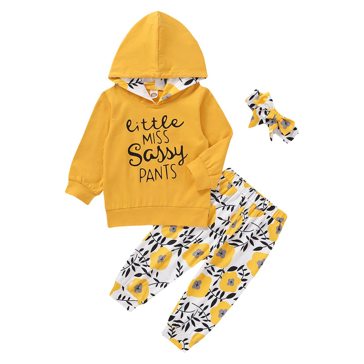 EDOTON Baby Mädchen Outfit 2 Stücke Set Gestreifte Blumen Hoodies mit Tasche Top + Lange Hosen Sweat
