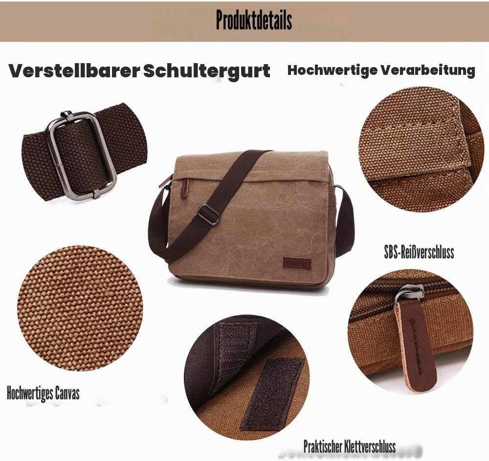 LOSMILE Herren Umhängetaschen, Leinwand Schultertaschen, Laptoptasche,Schulranzen, für Schule und Ar
