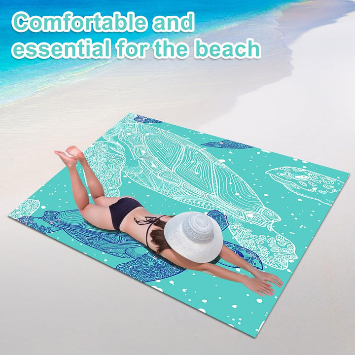 Stranddecke sandfrei, Extra gross 210 x 200cm sanddichte wasserdichte Strandmatte, leicht und tragba