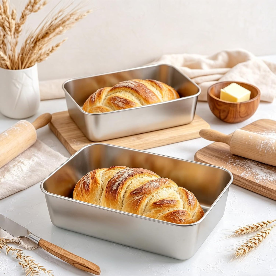 5 Stück Edelstahl Brotbackform, 22.5x14.5x6.2cm Brotbackform Kasten, Backform Rechteckig, Backformen