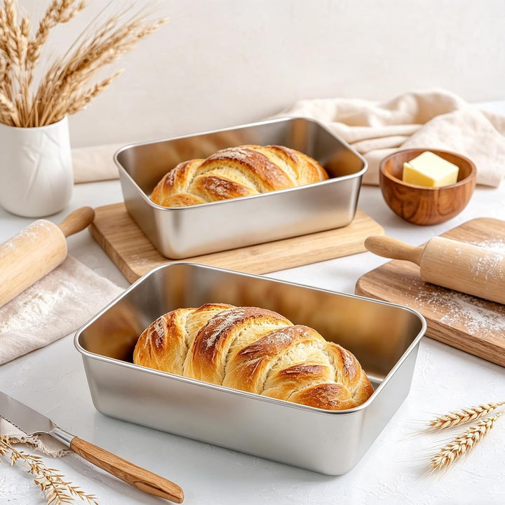 5 Stück Edelstahl Brotbackform, 22.5x14.5x6.2cm Brotbackform Kasten, Backform Rechteckig, Backformen