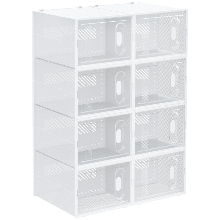 HOMCOM Schuhboxen 8er Set Schuhkarton stapelbar Schuhorganizer Schuhaufbewahrung Aufbewahrungsboxen
