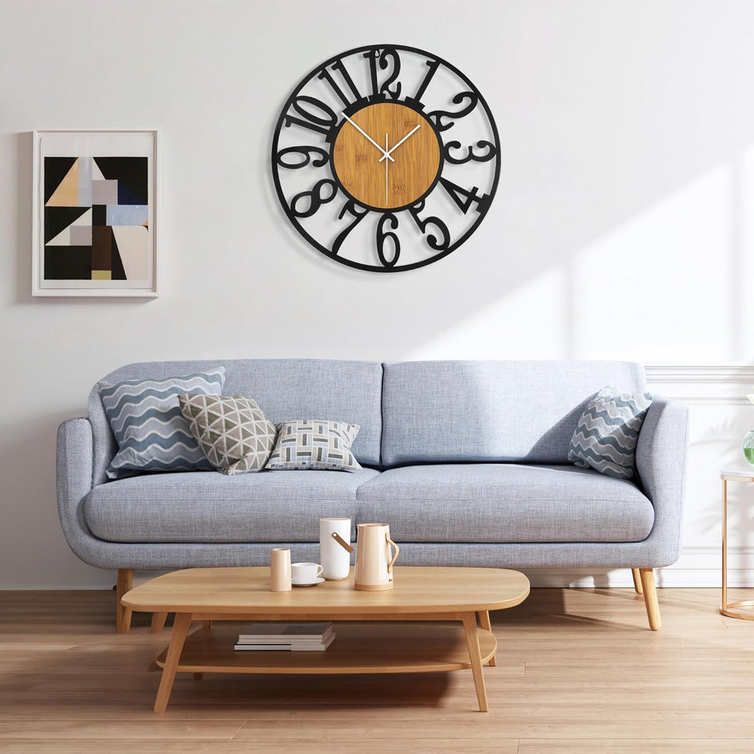 Mee 2ou Grosse Wanduhr Tickgeräusche, 34CM/14 Zoll Lautlos, Geräuschlose, Batteriebetrieben, Modern,