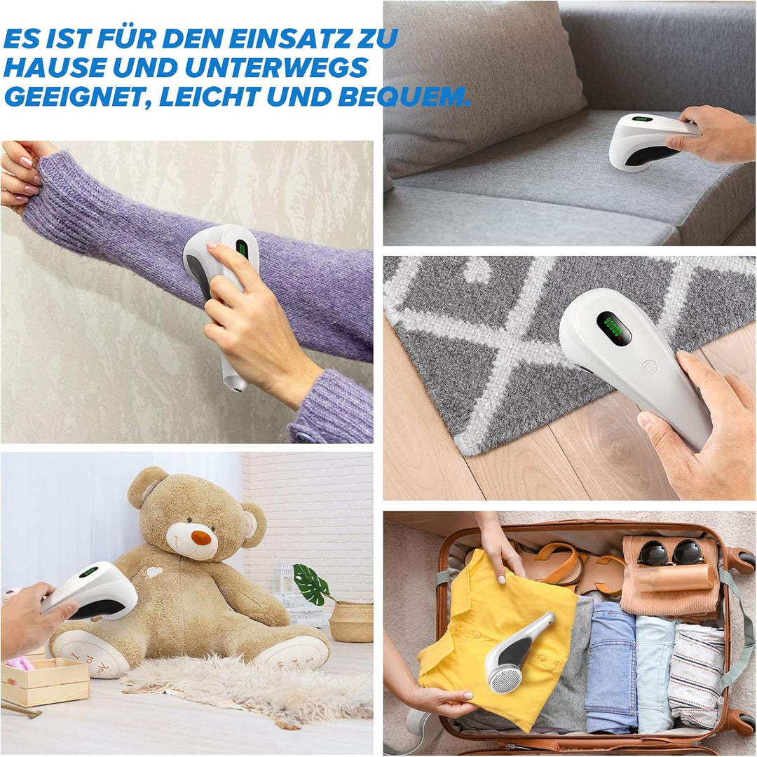 Fusselrasierer Elektrisch, Fusselentferner mit LED-Anzeige (0-100%) • 6-Klingen & 2 Höhenstufen • 20
